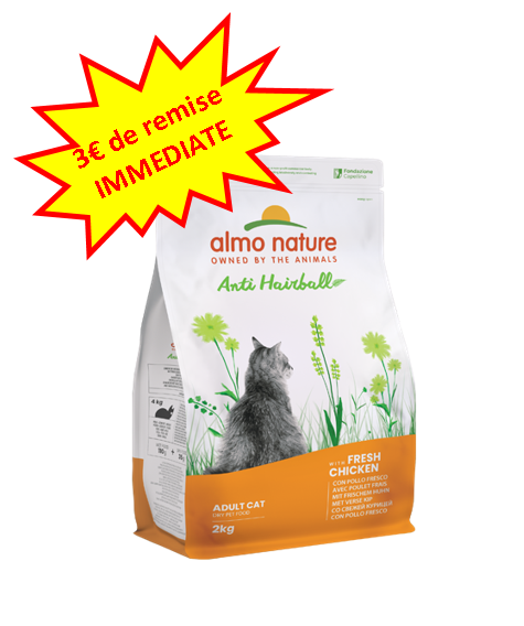 -3€ sur l'Almo Holistic Fonctionnel Anti-Hairball au poulet en 2Kg Dog A'chat