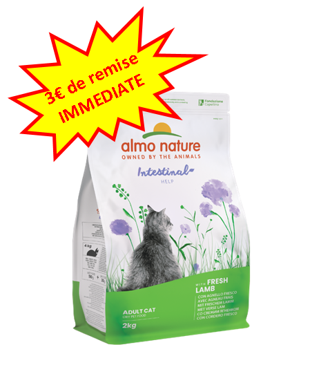 -3€ sur l'Almo Holistic Fonctionnel Digestion à l'agneau en 2Kg Dog A'chat