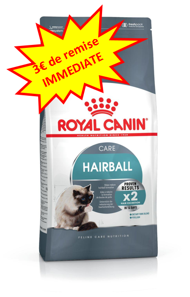 -3€ sur le Royal Canin Chat Hairball en 2kg Dog A'chat